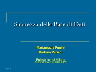 sicurezza della base di dati
