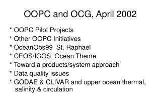 OOPC and OCG, April 2002