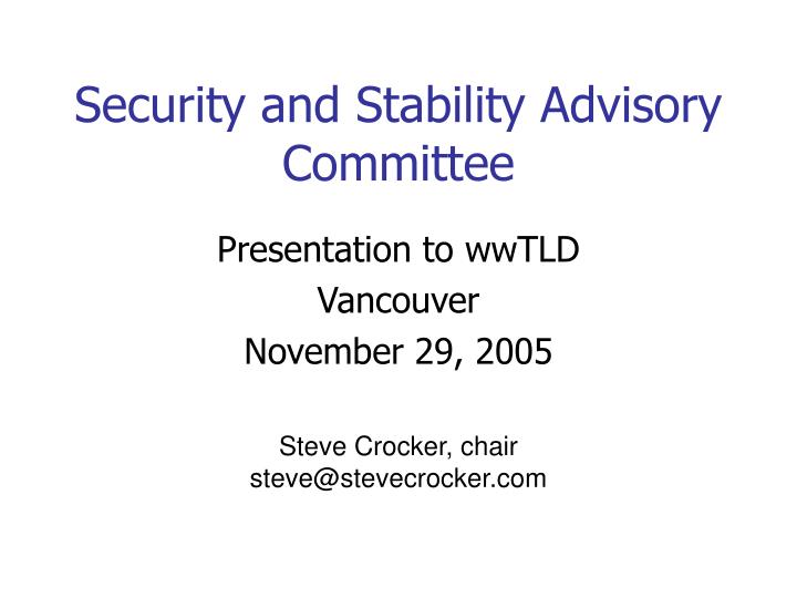security and stability advisory committee