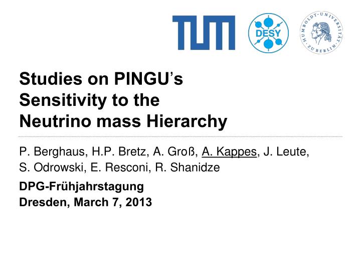 studies on pingu s sensitivity to the neutrino mass hierarchy