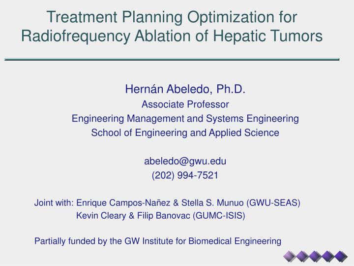 treatment planning optimization for radiofrequency ablation of hepatic tumors