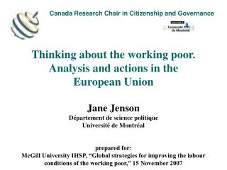 Canada Research Chair in Citizenship and Governance