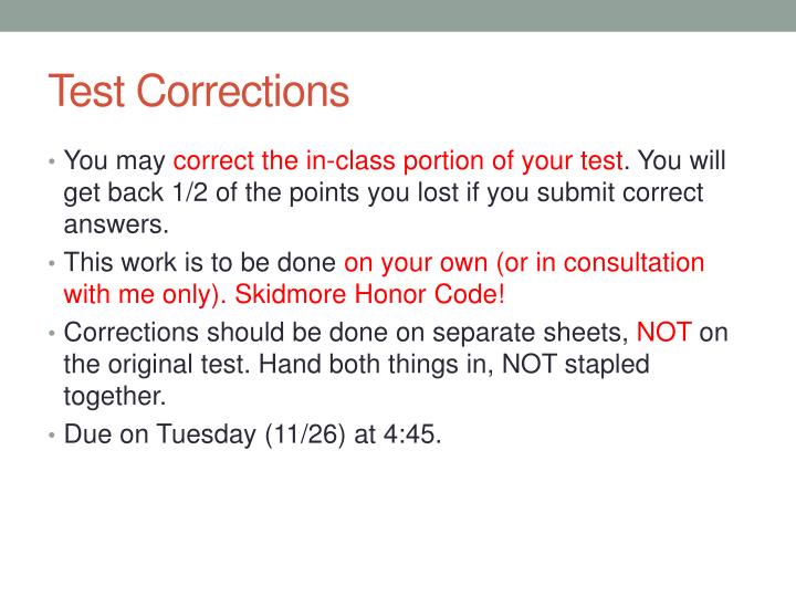 test corrections