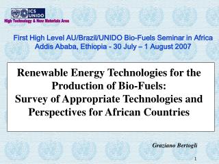 Renewable Energy Technologies for the Production of Bio-Fuels: