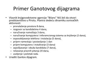 primer ganotovog dijagrama