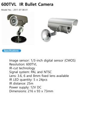 600TVL IR Bullet Camera