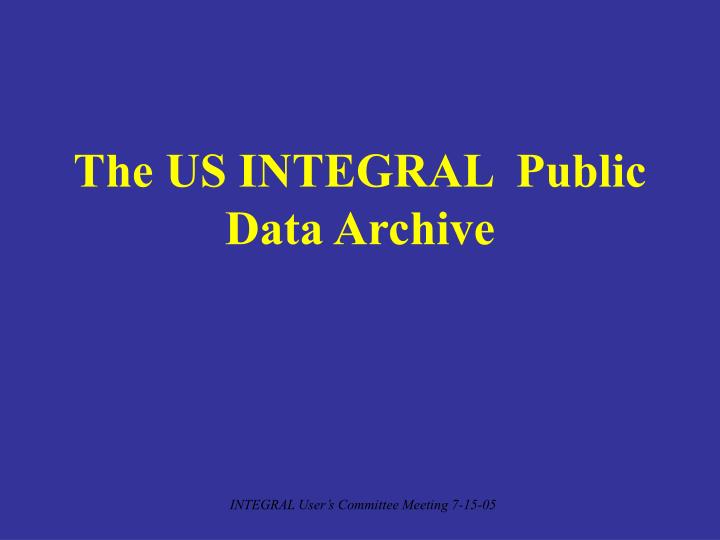 the us integral public data archive