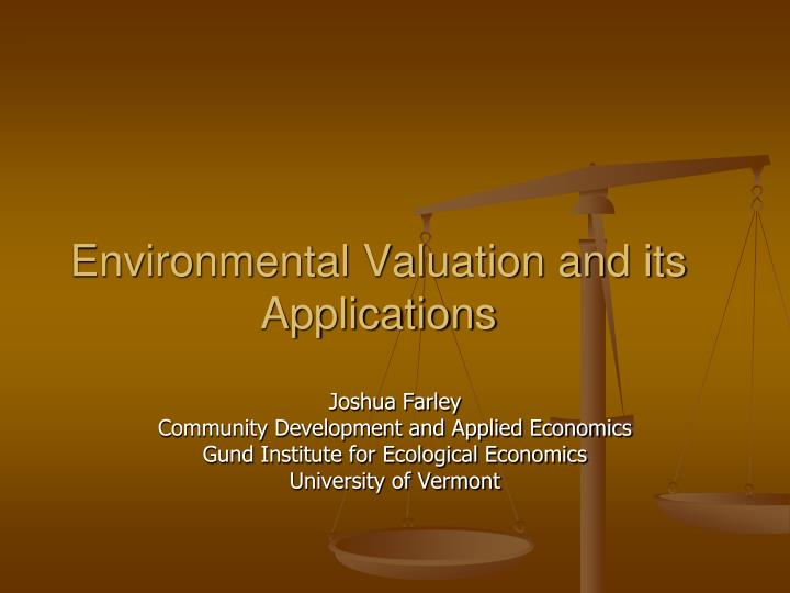 environmental valuation and its applications