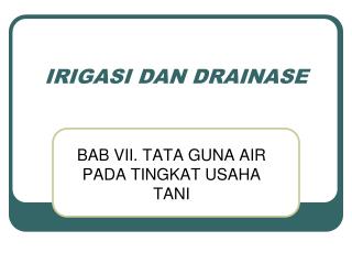 irigasi dan drainase