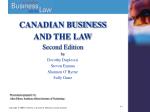 CANADIAN BUSINESS AND THE LAW Second Edition by - slide 1