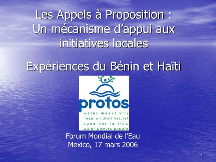 les appels proposition un m canisme d appui aux initiatives locales exp riences du b nin et ha ti