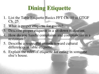 Dining Etiquette