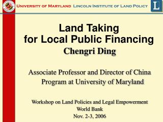 Land Taking for Local Public Financing