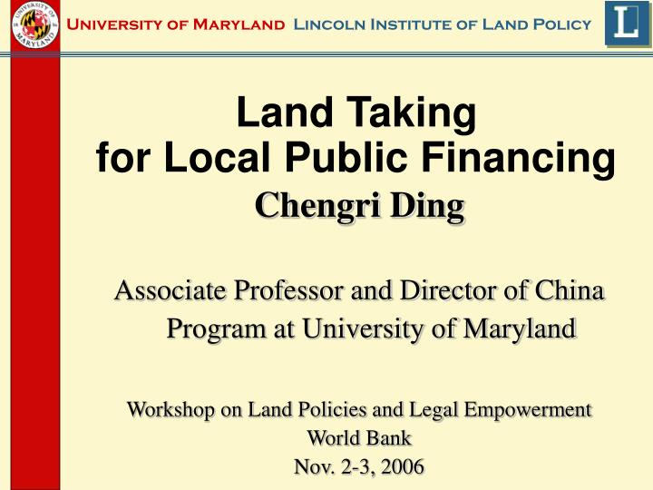 land taking for local public financing
