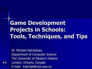 Game Development Projects in Schools: Tools, Techniques, and Tips