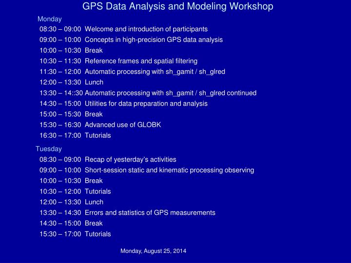 gps data analysis and modeling workshop
