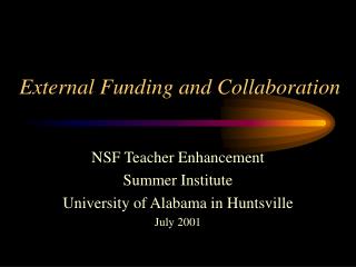 External Funding and Collaboration