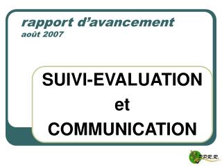 rapport d avancement ao t 2007