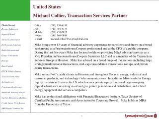 United States Michael Collier, Transaction Services Partner