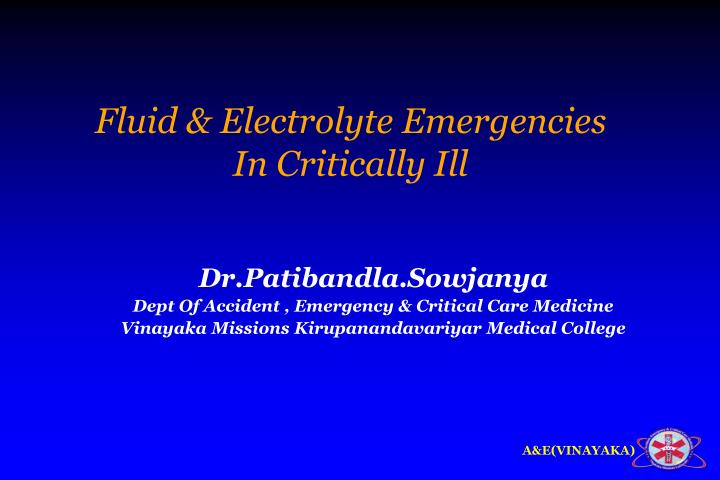 fluid electrolyte emergencies in critically ill