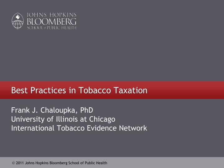 best practices in tobacco taxation