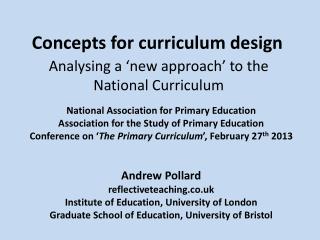 Concepts for curriculum design