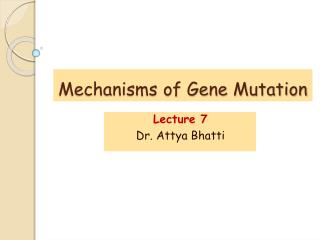 Mechanisms of Gene Mutation