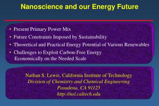 Nanoscience and our Energy Future