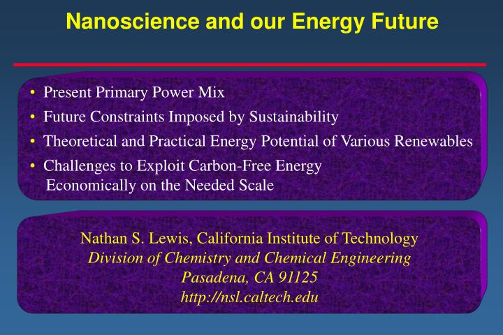 nanoscience and our energy future