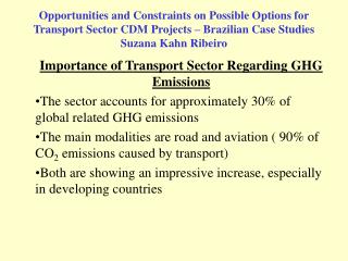 Importance of Transport Sector Regarding GHG Emissions
