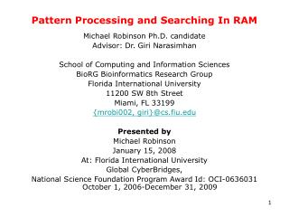 Pattern Processing and Searching In RAM