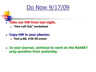 Do Now 9/17/09