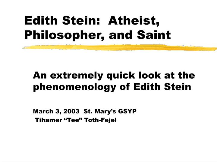 edith stein atheist philosopher and saint