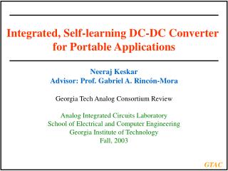 Integrated, Self-learning DC-DC Converter for Portable Applications Neeraj Keskar