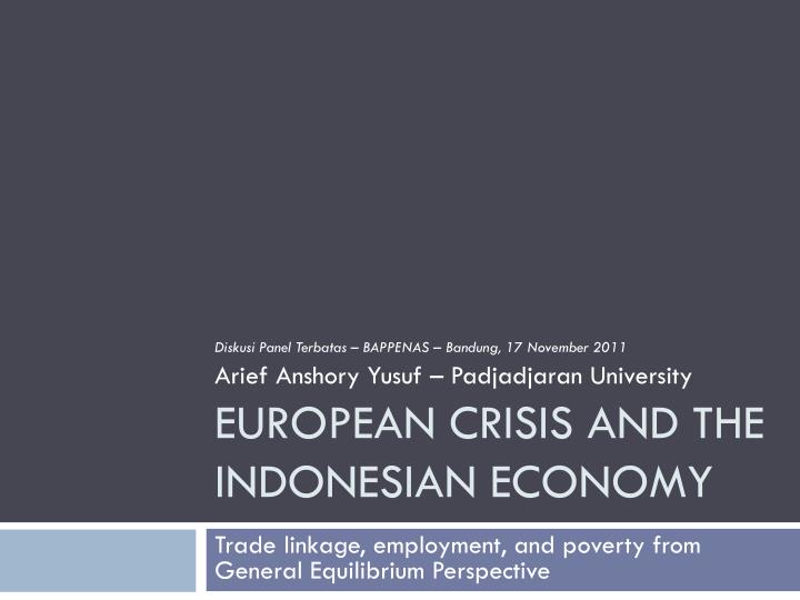 european crisis and the indonesian economy