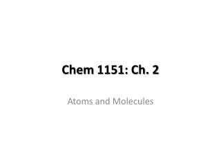 Chem 1151: Ch. 2