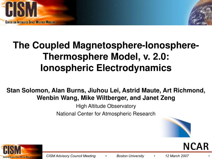 the coupled magnetosphere ionosphere thermosphere model v 2 0 ionospheric electrodynamics