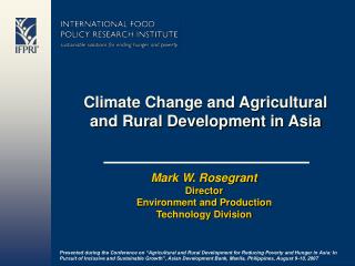 Climate Change and Agricultural and Rural Development in Asia