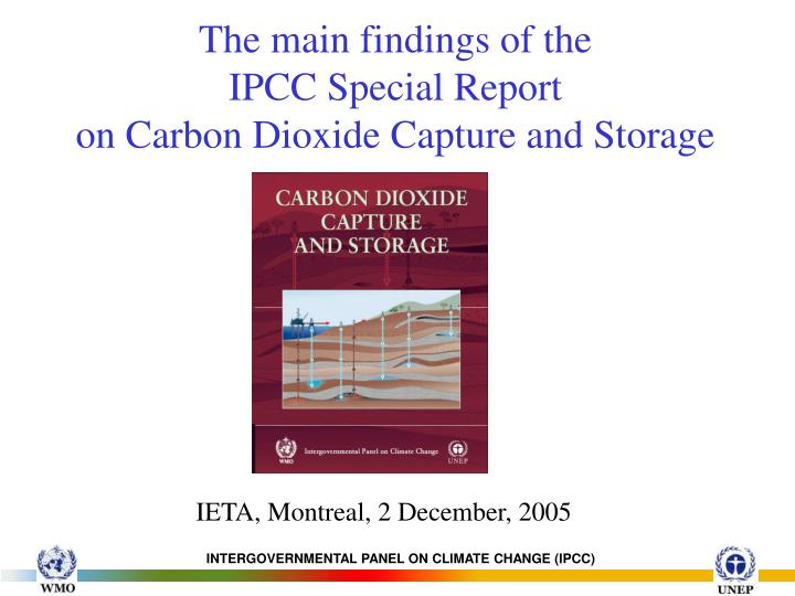 the main findings of the ipcc special report on carbon dioxide capture and storage