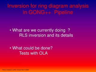 Inversion for ring diagram analysis in GONG++ Pipeline