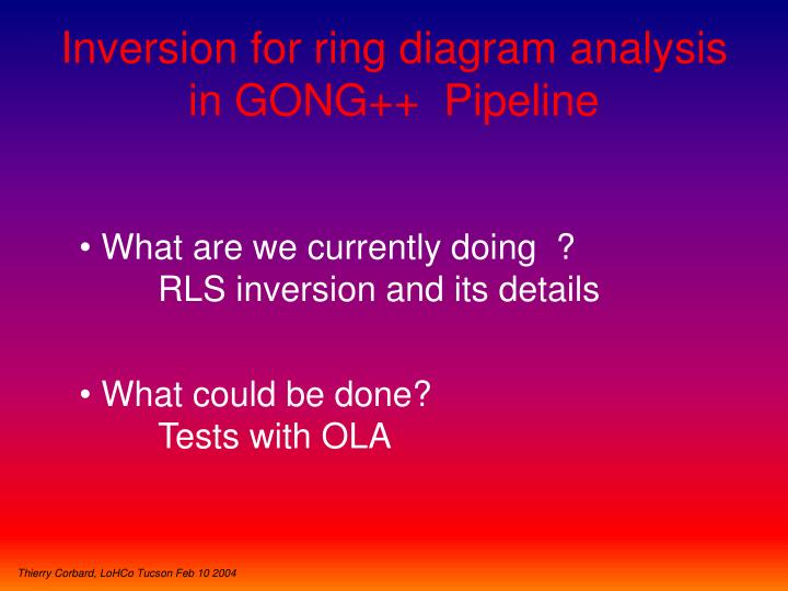inversion for ring diagram analysis in gong pipeline