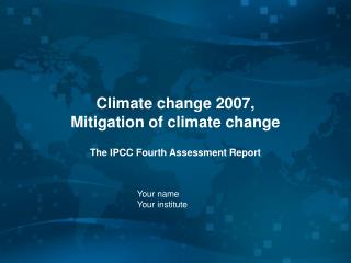Climate change 2007, Mitigation of climate change