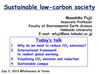 Sustainable low-carbon society