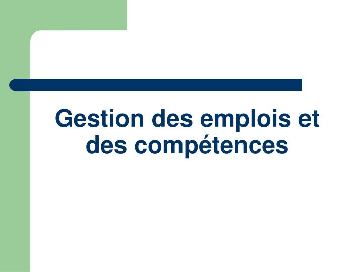 gestion des emplois et des comp tences