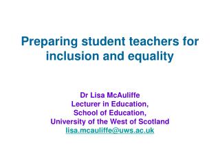 Preparing student teachers for inclusion and equality