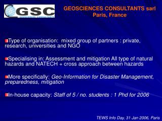 GEOSCIENCES CONSULTANTS sarl Paris, France