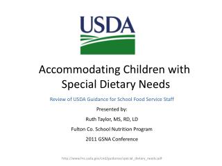 Accommodating Children with Special Dietary Needs