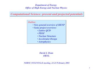 Department of Energy Office of High Energy and Nuclear Physics