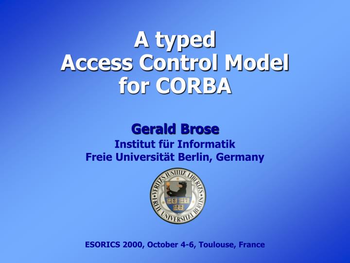 a typed access control model for corba