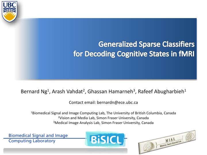 generalized sparse classifiers for decoding cognitive states in fmri
